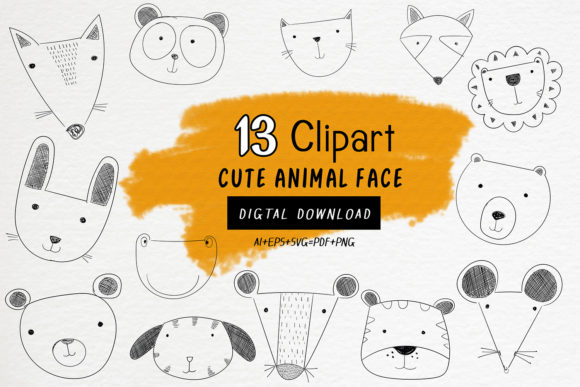 13 File Cute Animal Clip Art Bundle: Graphics & Illustrations