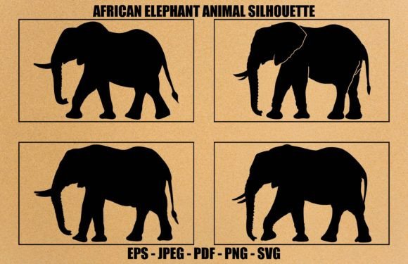 African Elephant Animal Silhouette Set: Graphics & Illustrations for Authentic Branding