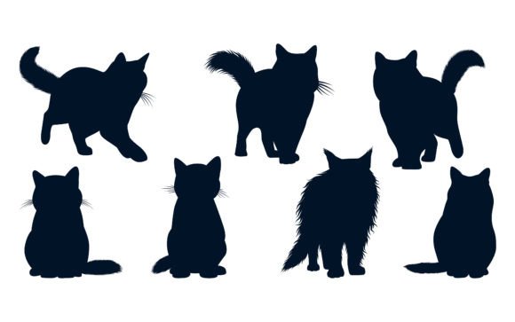 Animal Cat Silhouettes Vector Art: Graphics & Illustrations