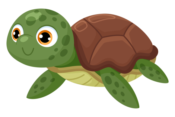 Cartoon Turtle Baby Graphics & Illustrations