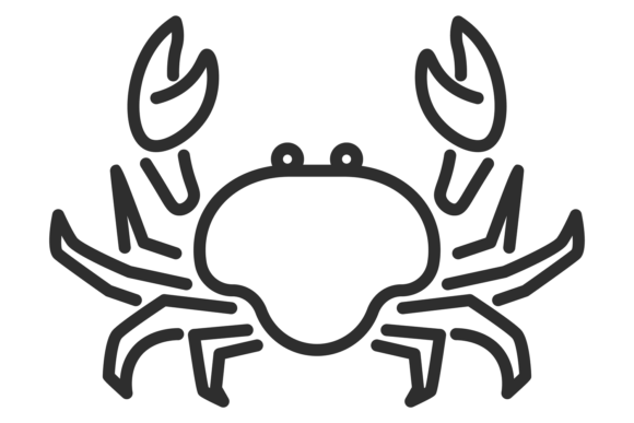 Crab Line Icon Graphics: Underwater Animal Illustrations