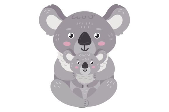 Cute Baby Koala with Mother Graphics & Illustrations