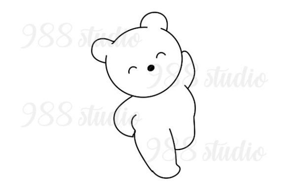 Cute Bear Outline Drawing SVG Graphics & Illustrations