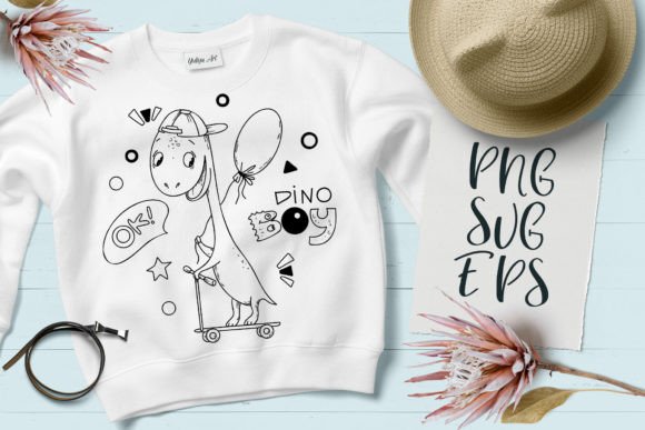 Cute Dino Happy Baby Animal Graphics & Illustrations
