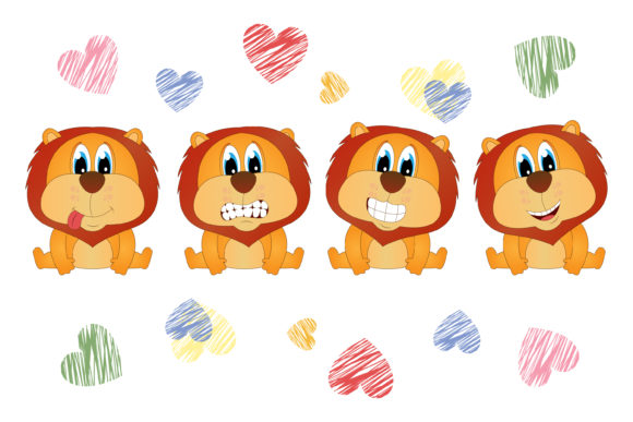 Cute Lion Animal Cartoon: Graphics & Illustrations for Real Publishing