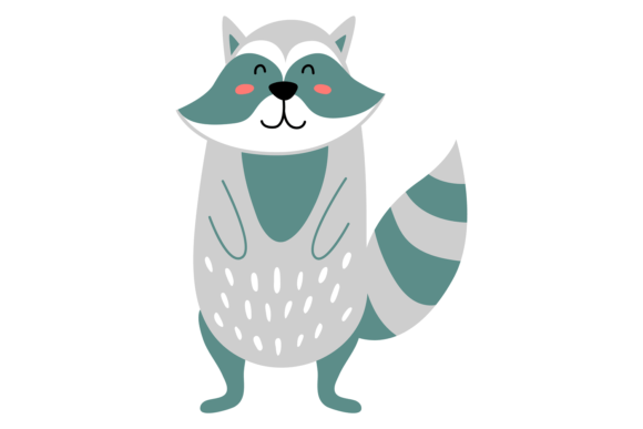 Cute Raccoon. Scandinavian Forest Animal Graphics