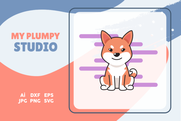 Dog Animal Cute Clipart: Purple Graphics & Illustrations