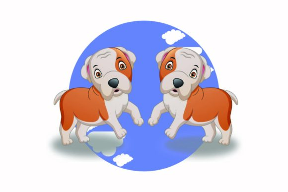 Dog Cute Animal Cloud Circle Shadow: Graphics & Illustrations