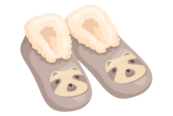 Funny Slippers with Sloth Face Graphics & Illustrations