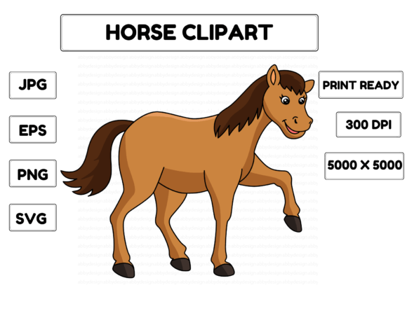 Horse Animal Cartoon Colored Clipart: Graphics & Illustrations for Real Projects