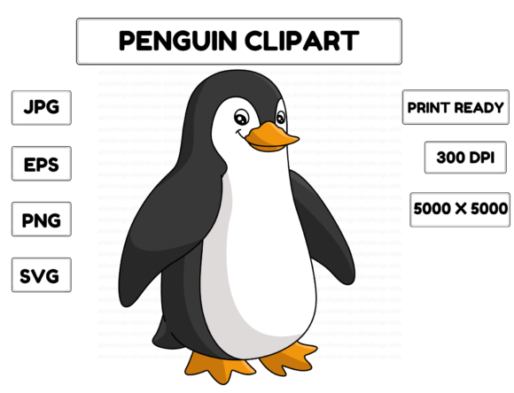 Penguin Animal Cartoon Colored Clipart: Graphics & Illustrations for Warm, Playful Branding