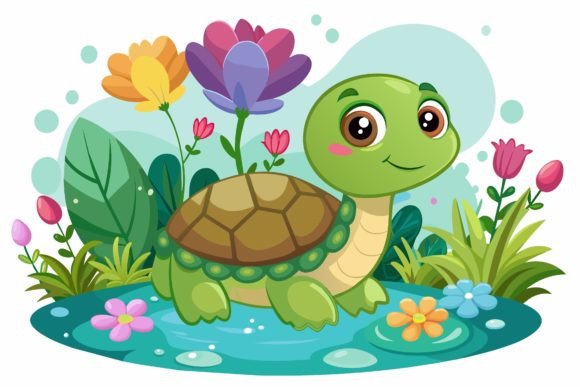 Turtles Cartoon Graphics & Floral Illustrations Review