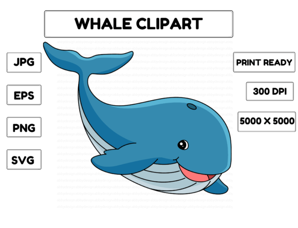 Whale Animal Cartoon Colored Clipart